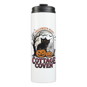 Halloween Black Cats Vintage Coven Pumpkin Art_1 Thermal Tumbler