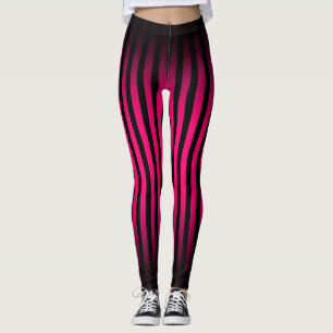 Halloween Black chevron stripes ombre hot pink Leggings