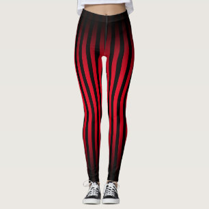 Halloween Black chevron stripes ombre red Leggings