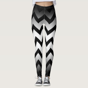 Halloween Black chevron stripes ombre white Leggings