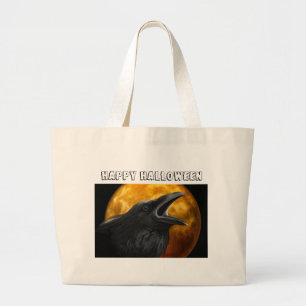 Halloween Black Crow Large Tote Bag