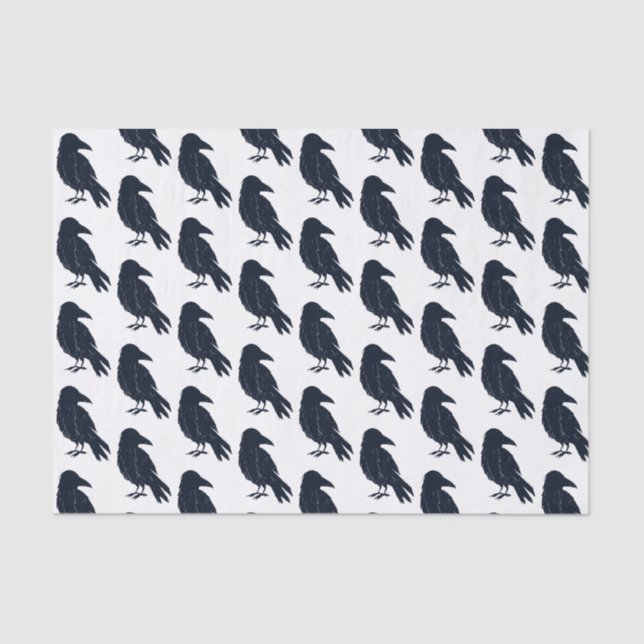 Halloween Black Crow Silhouette Pattern Tissue Paper (Front)