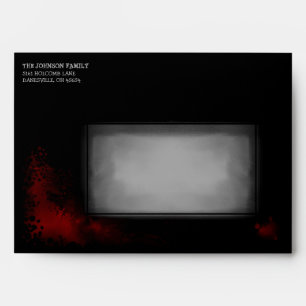 Halloween Black Envelope with Red blood Splatter