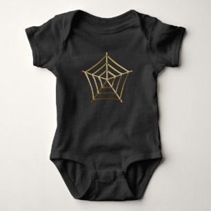 Halloween black gold spider web spooky costume baby bodysuit