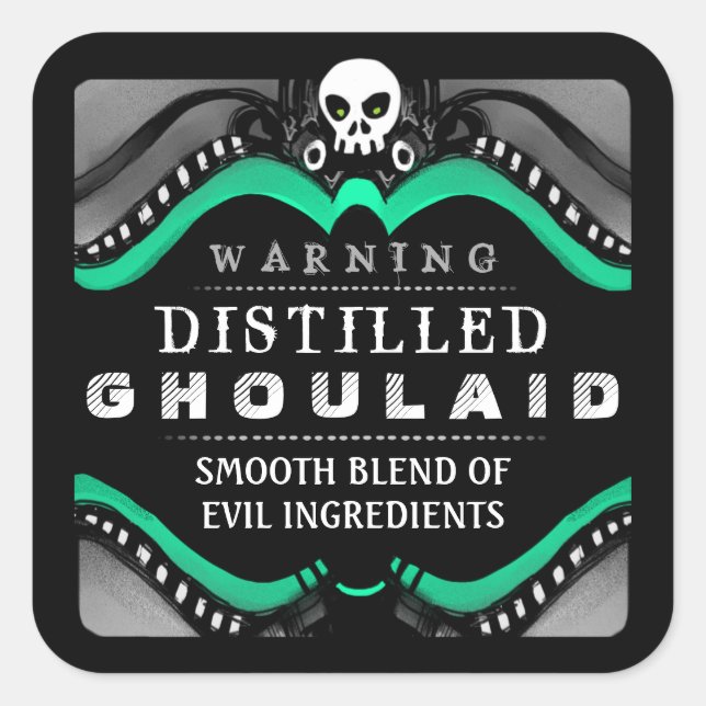 Halloween Black Green & White Drink or Treat Label (Front)