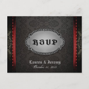 Halloween Black Grey Red Gothic RSVP PostCard