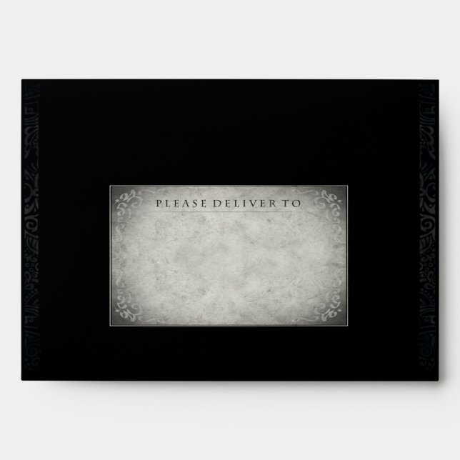 Halloween Black Grey Red Wedding Invite Envelope (Front)