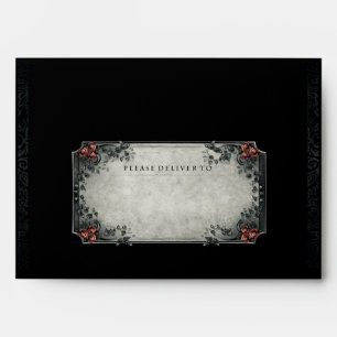 Halloween Black Grey Red Wedding Invite Envelope