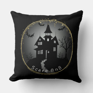 Halloween Black Haunted House Cushion