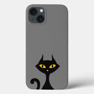 Halloween Black Kitty Cat Grey iPhone Case