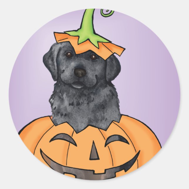 Halloween Black Lab Classic Round Sticker (Front)
