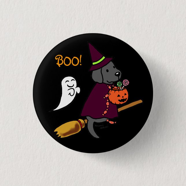 Halloween Black Labrador Cartoon 1 3 Cm Round Badge (Front)