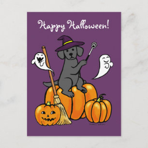 Halloween Black Labrador Cartoon 2 Postcard