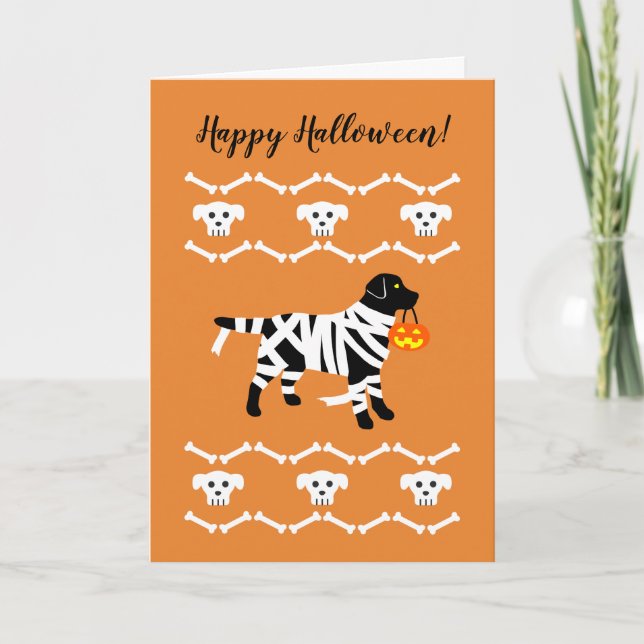 Halloween Black Labrador Mummy Card (Front)