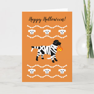 Halloween Black Labrador Mummy Card