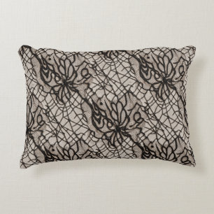Halloween Black Lace Spider Web Seamless Decorative Cushion
