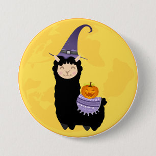 Halloween Black Llama 7.5 Cm Round Badge