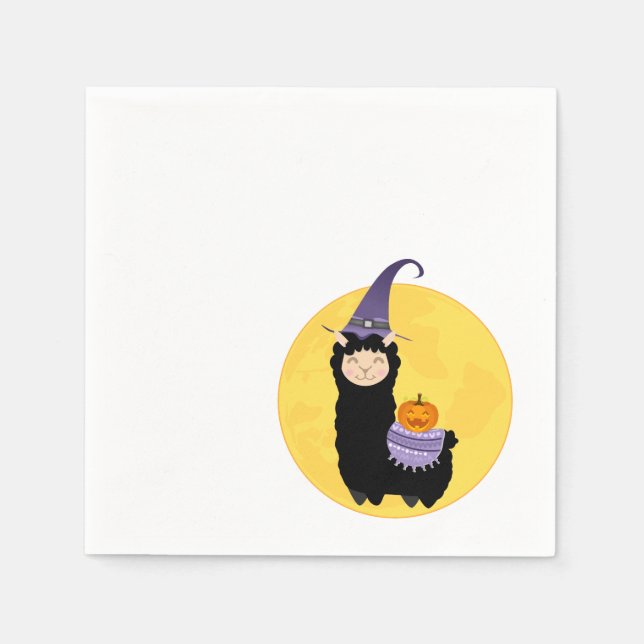 Halloween Black Llama Party Napkin (Front)