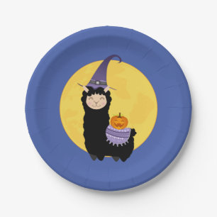 Halloween Black Llama Party Paper Plate