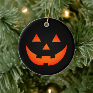 Halloween black neon orange Jack o lantern pumpkin Ceramic Tree Decoration