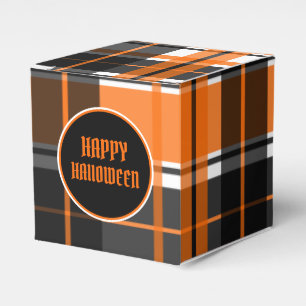 Halloween Black Orange and White Plaid Favour Box