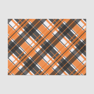 Halloween Black Orange and White Plaid Tissue Paper