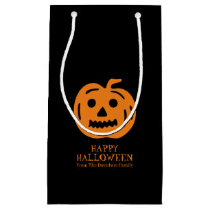 Halloween black orange jack o lantern custom treat small gift bag