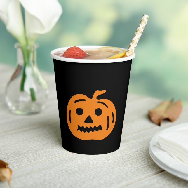 Halloween black & orange jack o lantern paper cups (Insitu)