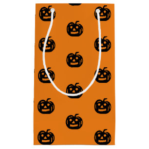 Halloween black orange jack o lantern pattern cute small gift bag