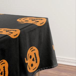 Halloween black orange jack o lantern pattern  tablecloth