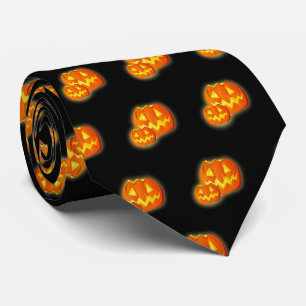 Halloween Black Orange Pumpkin Pattern Tie