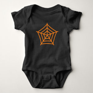 Halloween black orange spider web spooky costume baby bodysuit