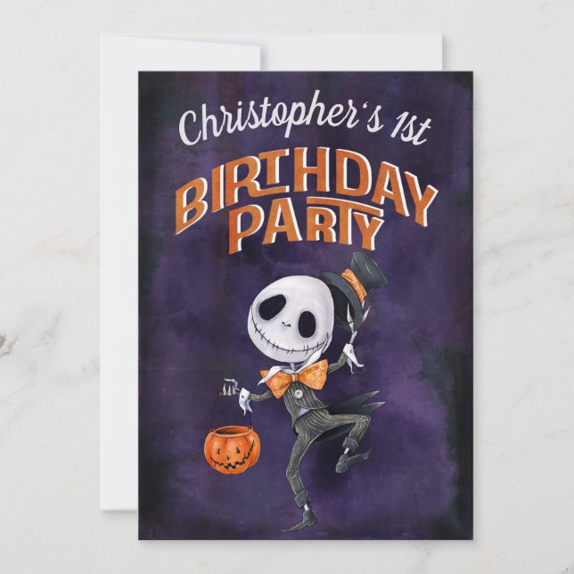 Halloween Black Orange Spooky Cute 1st Birthday  Invitation (Front)