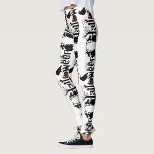 Halloween Black & Orange Typography Concept Design Leggings