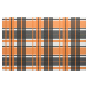 Halloween Black Orange White Plaid Fabric