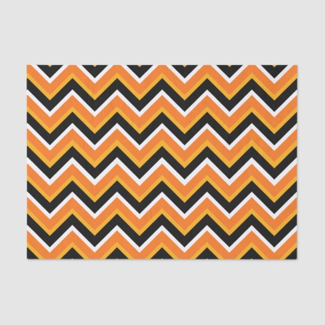 Halloween Black Orange White Zigzags Tissue Paper (Front)
