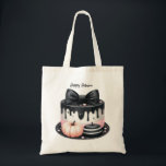 Halloween Black Pink Cake Treat Spooky Tote Bag<br><div class="desc">Halloween Black Pink Cake Treat Spooky Tote Bag. Unique,  beautiful,  stylish design. Easy to be personalised. Font style,  size,  and colours can be changed. Matching items are available.</div>
