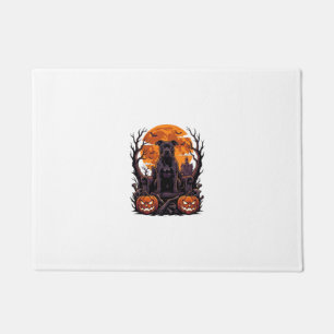 Halloween Black Pitbull Throne Pumpkins Full Moon_ Doormat