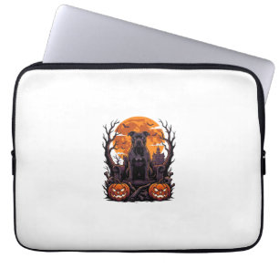 Halloween Black Pitbull Throne Pumpkins Full Moon_ Laptop Sleeve