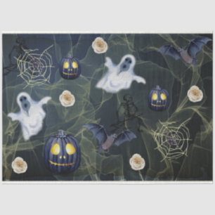 Halloween Black Pumpkin, Ghosts and Spider Web Tissue Paper