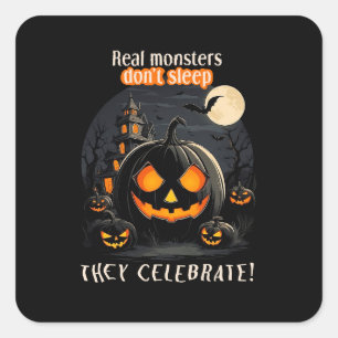 Halloween black pumpkin  square sticker
