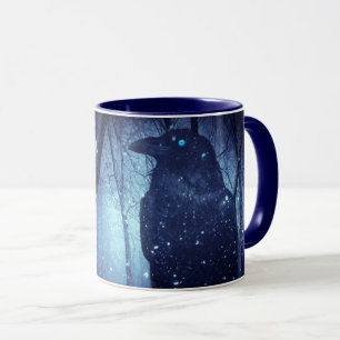 Halloween Black Raven Blue Forest Scary Creepy Mug