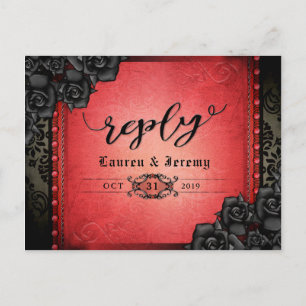 Halloween Black & Red Gothic Reply PostCard