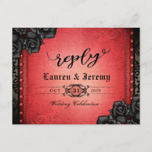 Halloween Black & Red Gothic Reply PostCard
