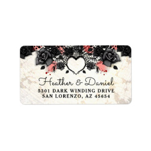 Halloween Black Rose Creme Background Address Labe Label