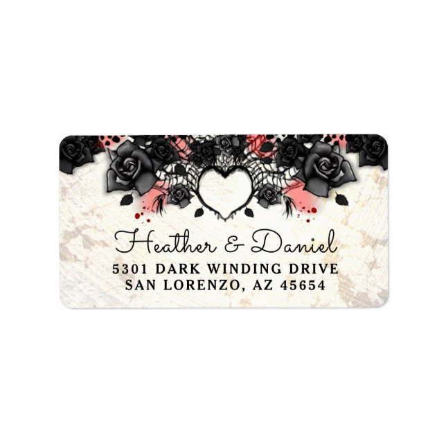 Halloween Black Rose Creme Background Address Labe Label (Front)
