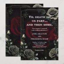 Halloween Black Rose Gothic Wedding Invitation