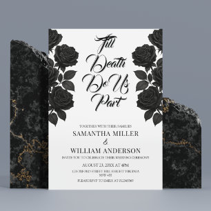 Halloween Black Roses Gothic Wedding Invitation