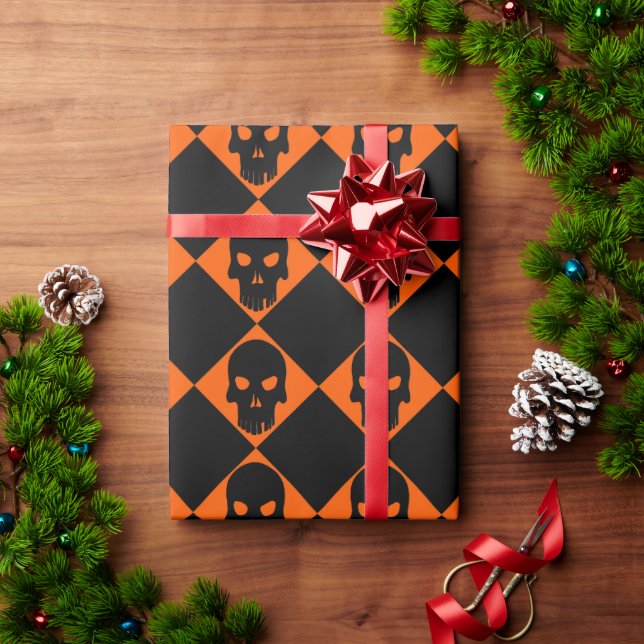 Halloween Black Skull Wrapping Paper (Holiday Gift)