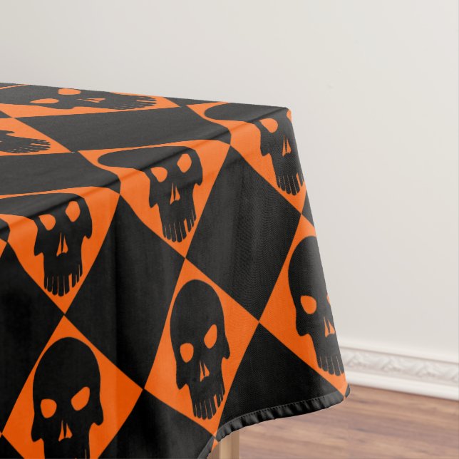 Halloween Black Skulls Table Cloth (In Situ)